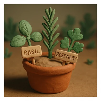 herbs, claymation style sticker