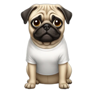 pug wearing a t-shirt sticker