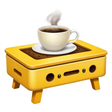 yellow coffe table, coffee on top
 sticker