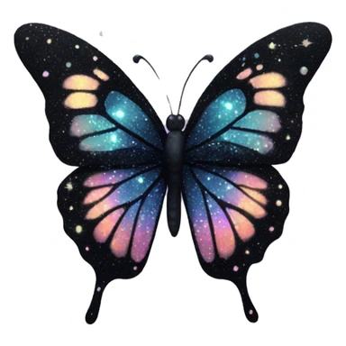 sparkly pastel black galaxy butterfly sticker