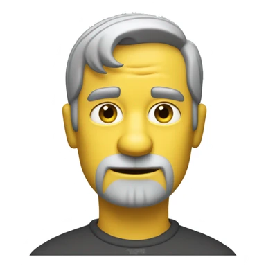 generate image of me with short grey cut hair, without mustache and a shadow of gray beard  in the style of Matt Groening, creator of the Simpsons cartoons with yelow skin sticker