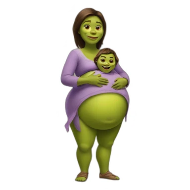 Shrek woman with big belly with kid inside of it sticker