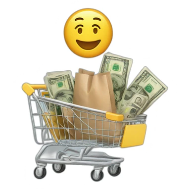 Mrbest with a shopping cart with dollars inside sticker