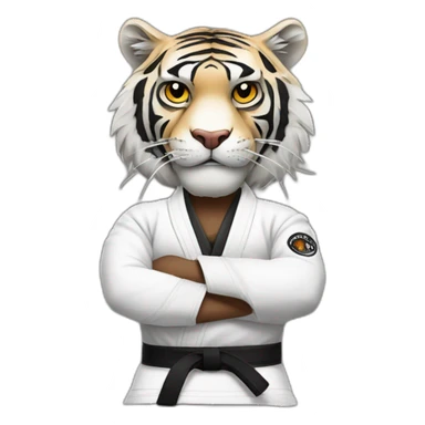 Tiger with evil face  jiu-jitsu black belt with his arms crossed sticker