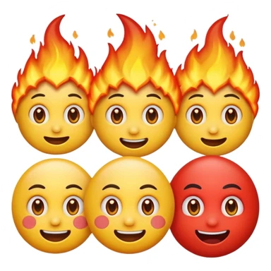 happy emoji + hot emoji + zany face + unamused sticker