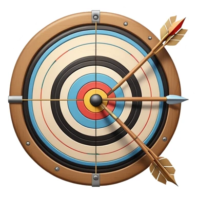A bow with arrows drawn and ready, aimed at a target with concentric rings. The focus is on the elegance and precision of archery, with the target clearly visible in the background, symbolizing skill and concentration in the sport. sticker