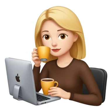 mujer tomando cafe y con un computador  sticker