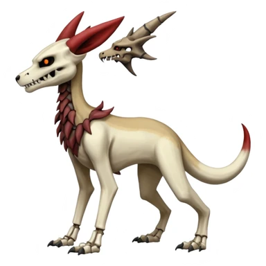 Skeletal Cubone-Marowak-Zoroark-Anubis-Wendigo-Fakémon-hybrid-creature (full body), 4 legs sticker