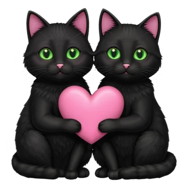 two black cats love, pink heart sticker