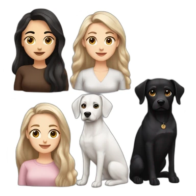 White women with long dark brown hair and long eyelashes dark brown eyes and thick dark brown eyebrows with the black dog with a white stripe on the neck and ears raised up sticker