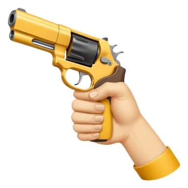 A yellow hand imititing a gun by joing two fingers sticker