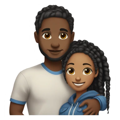 Realistic black girl with box braids and light skin boy with short curly hair and a short beard hugging sticker
