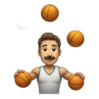  Man with mustache Expressively strenuously carrying a lot of balls sticker