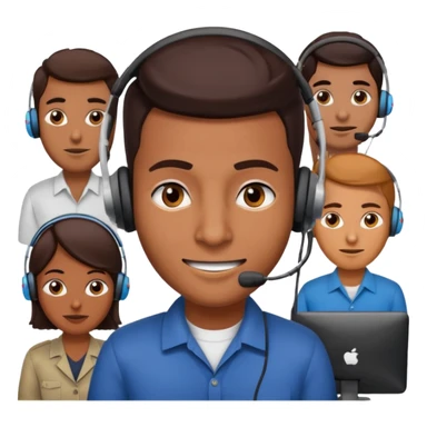 sinister looking phone scammer in sketchy call center from pakistan with smirk and brown skin sticker