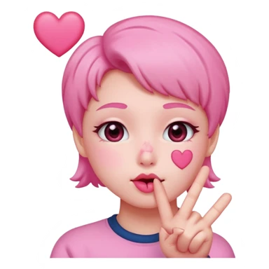 an uwu kissy face with a finger heart emoji sticker