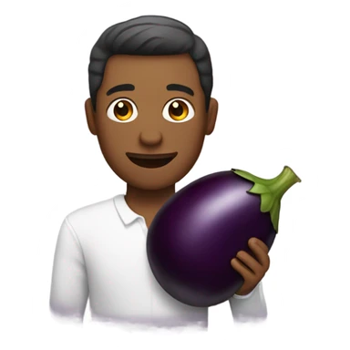 Man holding a eggplant sticker