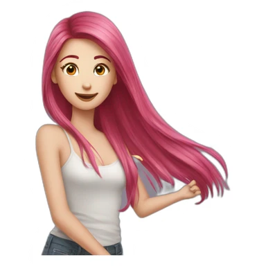 girl-long-straight-rosered-hair-throwing-confetti sticker