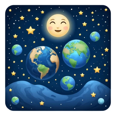 earth and the moon add stars sticker