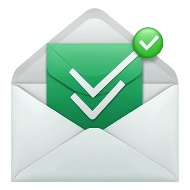 a letter with green checkbox inside the white envelop sticker