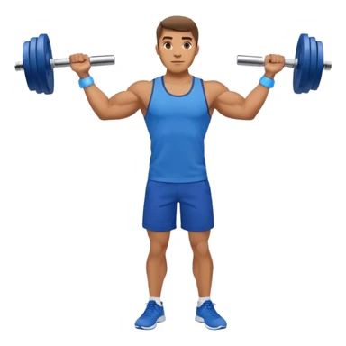 man with blue shorts doing side-lateral raise (T pose) with light dumbbells sticker