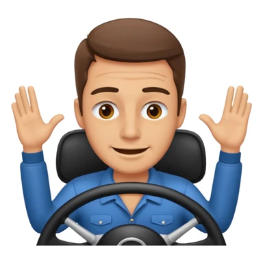 driver with simple face at steering wheel winking sticker