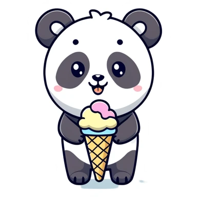 Panda with ice cream sticker