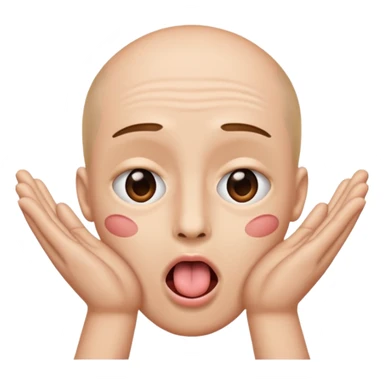 Two hands facing out in front of a face with its eyes open and tongue out sticker