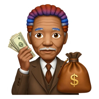 morgan freeman holding money bag sticker