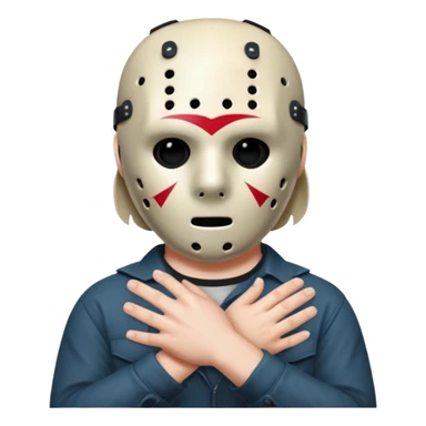 Jason Voorhees, looking cute, with his hands clasped in front of him, at a sideways angle, looks like he is in love sticker