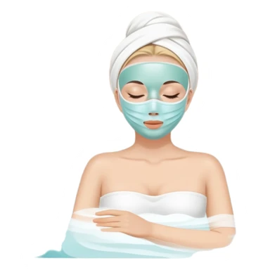 white Lady with face mask spa beauty full face relaxing sticker