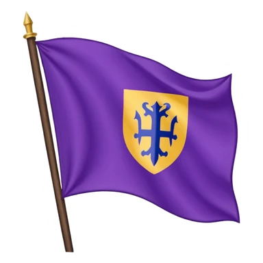 medieval war torn ripped banner purple heraldry flag blowing in wind straight pole sticker