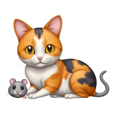 A cat holding a dead mouse sticker