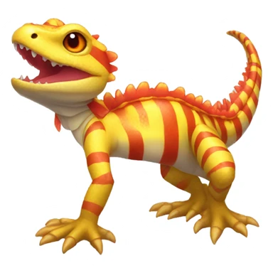 A Yellow Shiny Anthro-Scalie-Lizard-Reptile-Salamander-Fakémon with red stripes and orange frills Full Body sticker