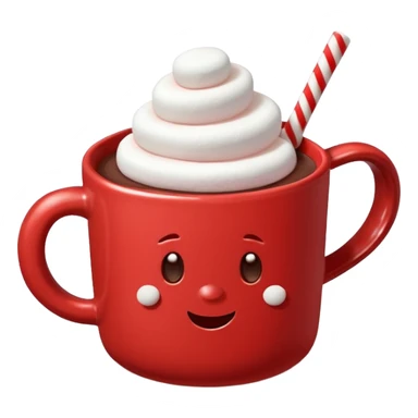 red mug of hot chocolate with marshmallows sticker
