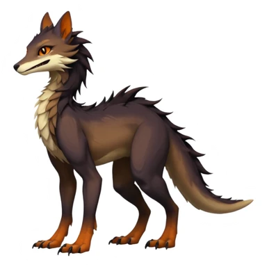 Brown and beige badass elegant wild beautiful natural cute badass epic exotic anthro modern furry 2-legged sergal-vernid-creature, full body, dark-brown-black-gradient pretty hair, with a long tufted tail, beautiful hazel-orange eyes, aesthetic, art by LiLaiRa, art by art by Falvie sticker