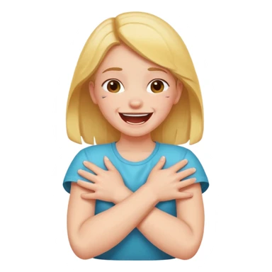 Girl arms crossed choking herself laughing sticker