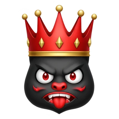 the black crown has a red angry face with the devils tail sticker