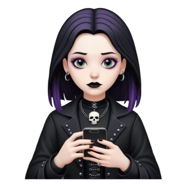 goth scrolling on  phone sticker