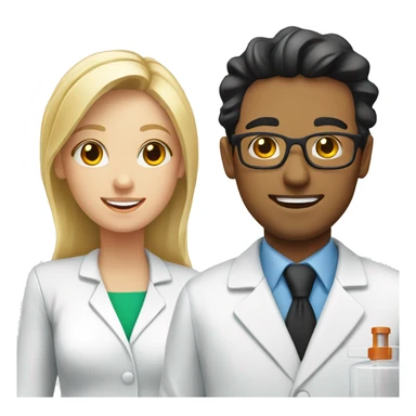 blonde female pharmacist next to male white chemist with black hair  sticker
