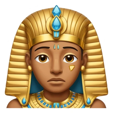 Discord emoji for "RA Silkroad", Ancient Egyptian theme, crying Pharaoh face, cartoonish, colorful, shiny gold accents, small and clear.
 sticker