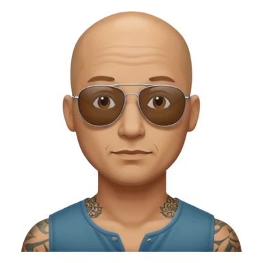  tattooed baldies with  sun glass sticker