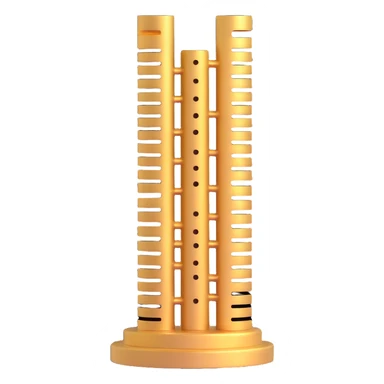 Google Sycamore quantum computer golden tower with stacked circular disks connected by tubes sticker