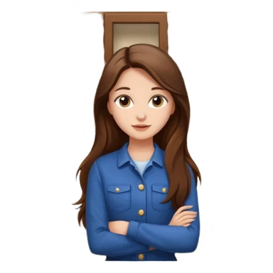 beautiful girl with long brown hair constructing new kitchen cabinets sticker