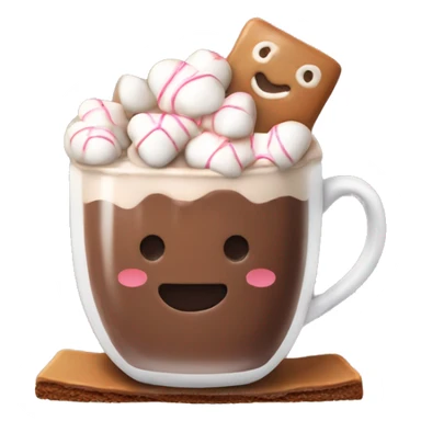 Hot chocolate with marshmallows and a gingerbread man dipped inside aesthetic sticker