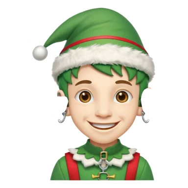 duende navideño con una sonrisa amplia y brackets en los dientes motivo odontologo sticker