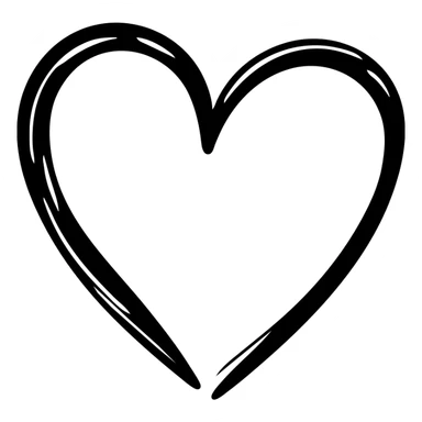 heart shape life icon, hand drawn black outlined style sticker