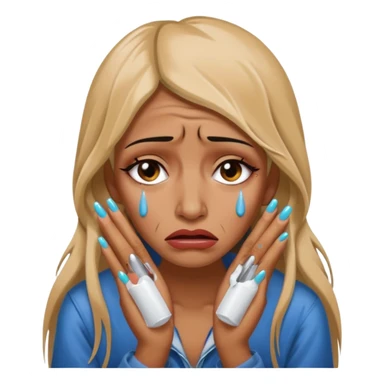 homeless person crying with makeup and long acrylic nails sticker