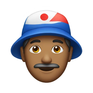 Indian man with blue baseball hat with Japanese flag sticker