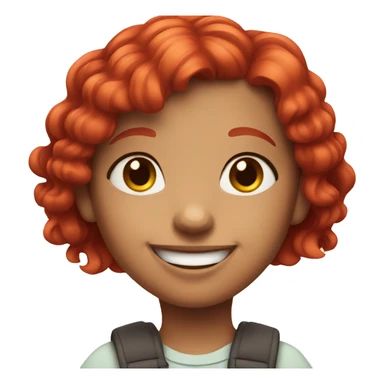 Cute cartoon girl with red hair smiles sticker