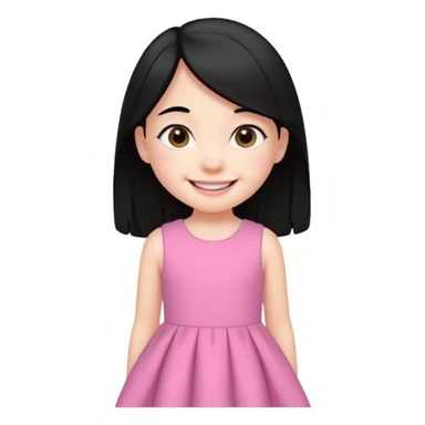 
5 years old girl, white skin, black hair, happy smile emoji sticker